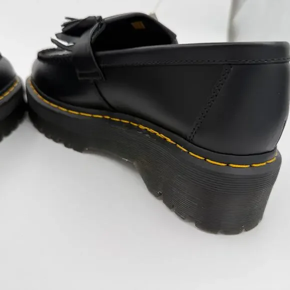 Dr. Martens Unisex Adrian Quad Black Leather Platform Loafers - Size 10 Men's - Picture 12 of 16